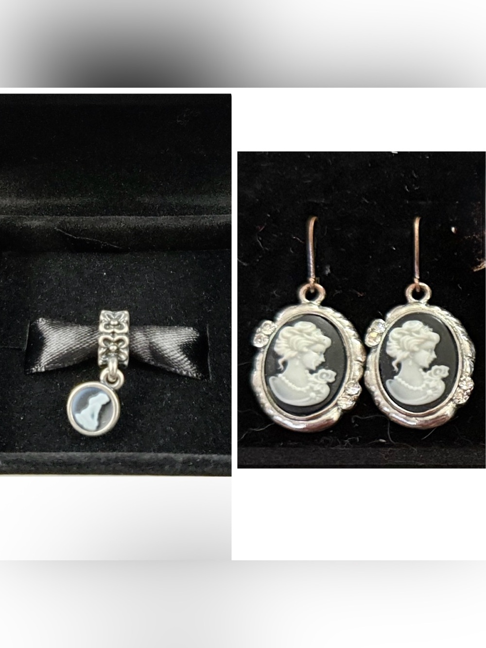 Rare Retired Pandora Virgo Cameo Dangle Charm and Cameo earrings come as gift 🎁